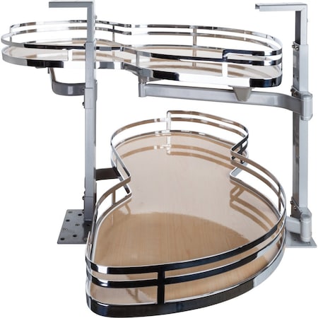 Hardware Resources 21" Polished Chrome and Maple Blind Corner Swingout for Openings on the Right of the Blind BCSO221PCMP-RH